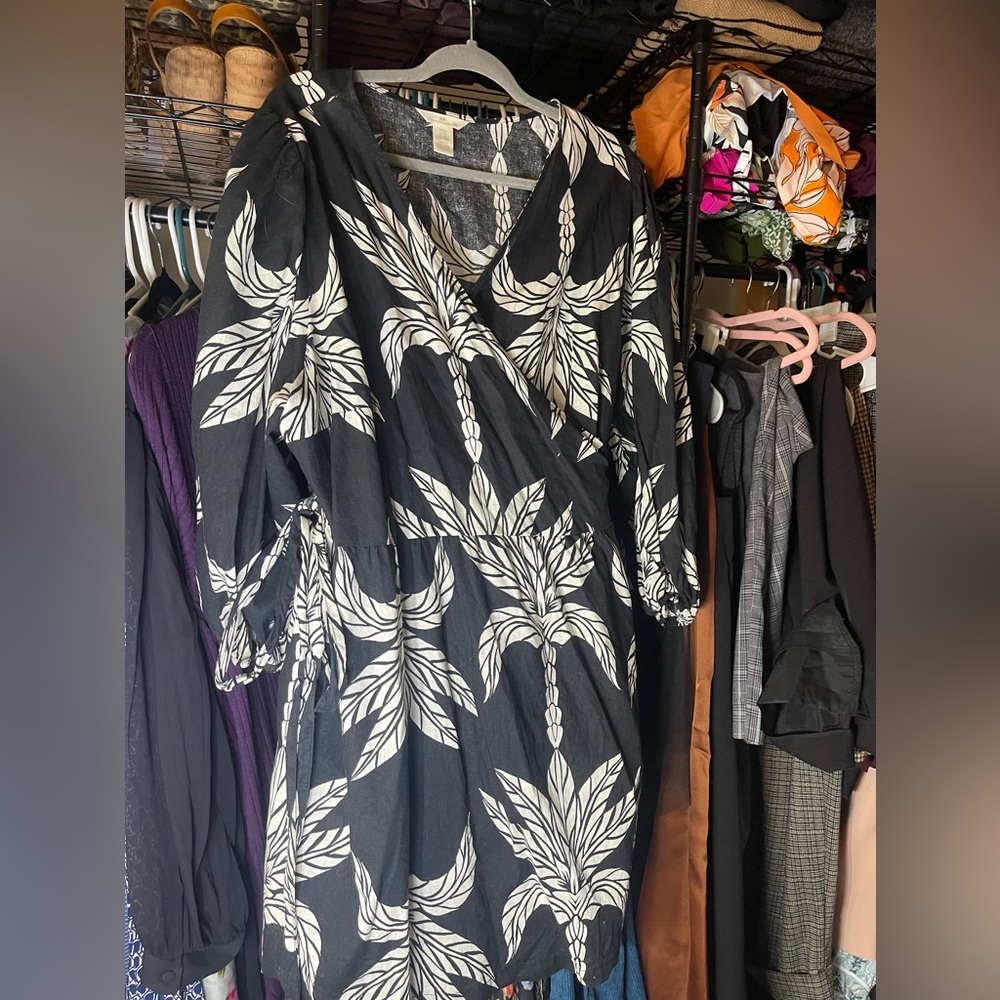 H&M Linen-Blend Wrap Dress - XXL